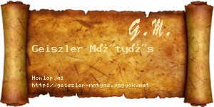 Geiszler Mátyás névjegykártya